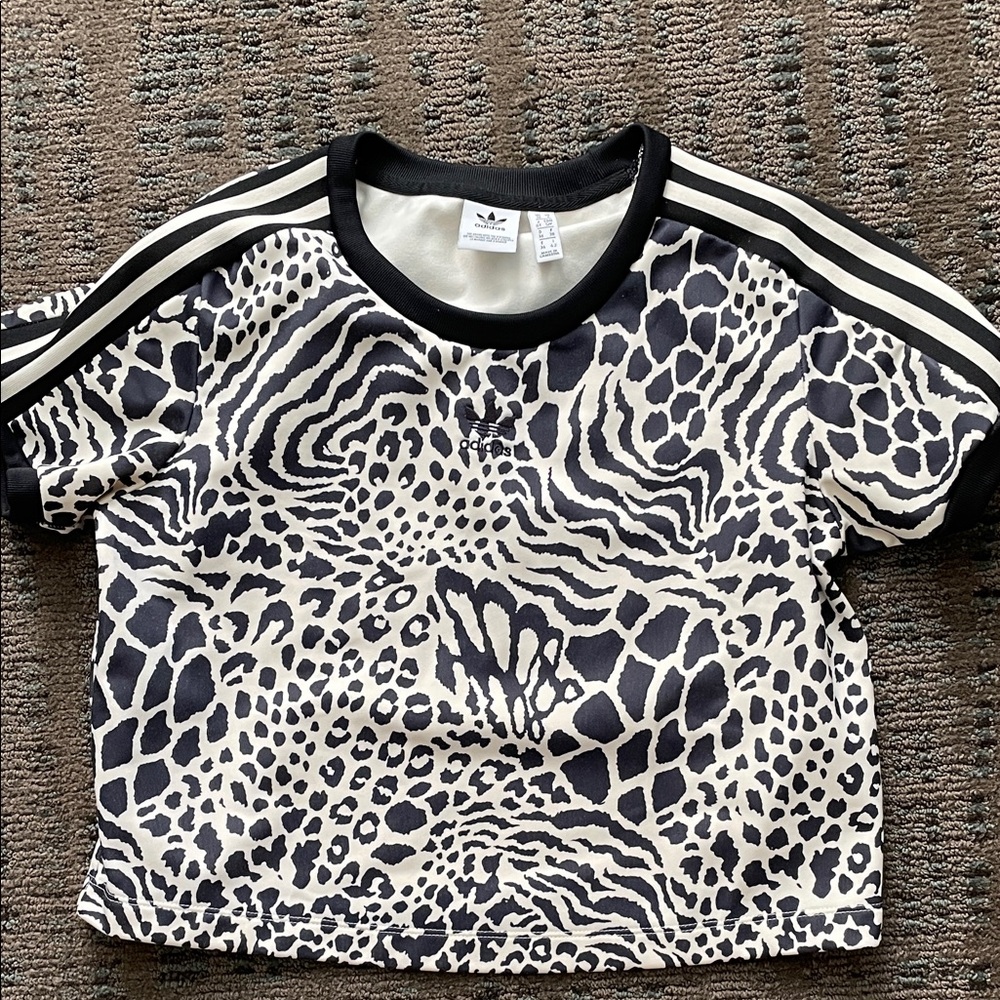 Adidas Zebra & Cheetah Print T-Shirt - Black and White